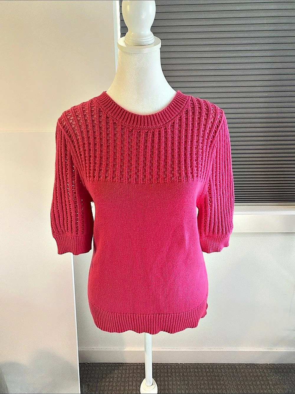 EVEREVE Remy Crochet Pullover Sweater Cotton Open Knit Sweater Size Small